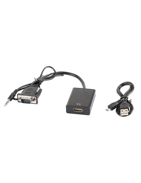 Adapter VGA z audio MiniJack do HDMI na kablu 20cm | Adaptery wideo | ODEL.PL