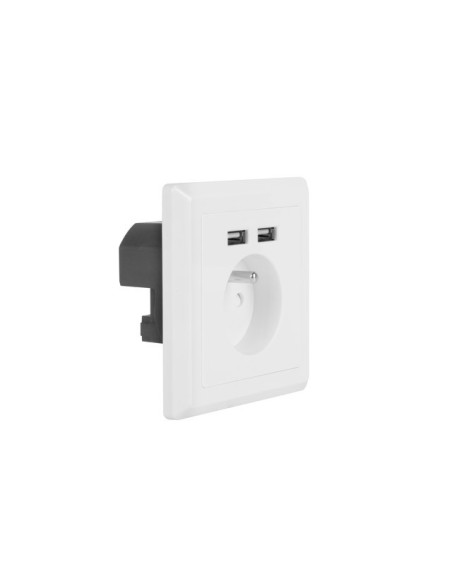 Gniazdo podtynkowe 230V z 2x USB 2.1A francuskie białe | Osprzęt elektryczny | ODEL.PL