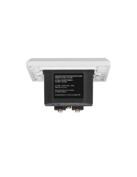 Gniazdo podtynkowe 230V z 2x USB 2.1A francuskie białe | Osprzęt elektryczny | ODEL.PL