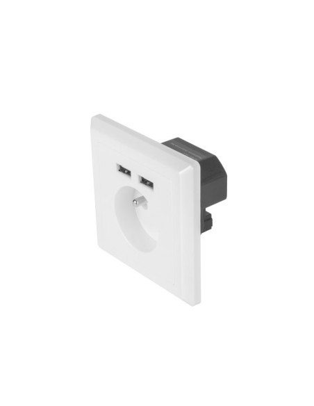 Gniazdo podtynkowe 230V z 2x USB 2.1A francuskie białe | Osprzęt elektryczny | ODEL.PL