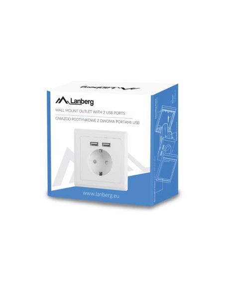 Gniazdo podtynkowe 230V z 2x USB 2.1A Schuko białe | Osprzęt elektryczny | ODEL.PL