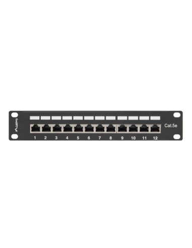 Patch panel ekranowany 12-portowy 10" 1U Kat.5e FTP czarny | Osprzęt sieciowy | ODEL.PL
