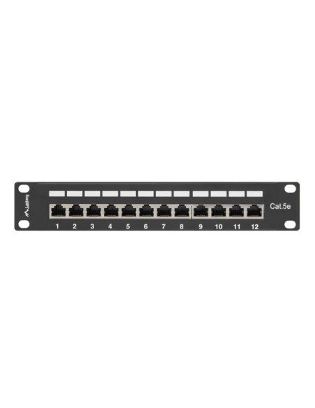 Patch panel ekranowany 12-portowy 10" 1U Kat.5e FTP czarny | Osprzęt sieciowy | ODEL.PL