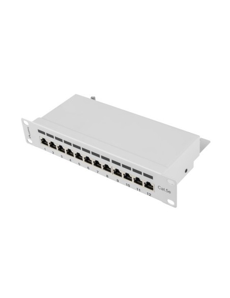 Patch panel ekranowany 12-portowy 10" 1U Kat.5e FTP szary | Osprzęt sieciowy | ODEL.PL