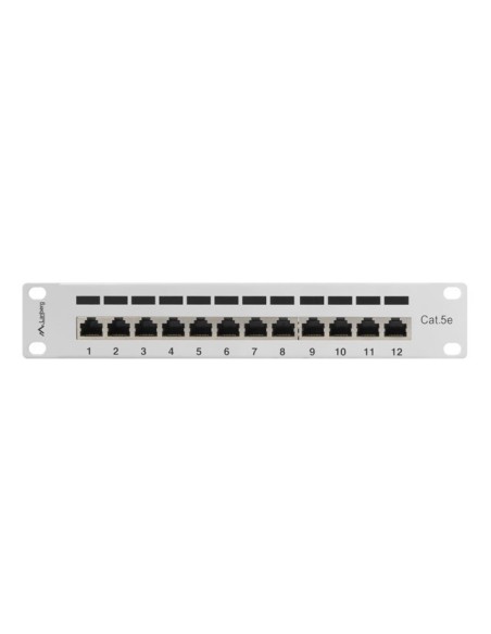 Patch panel ekranowany 12-portowy 10" 1U Kat.5e FTP szary | Osprzęt sieciowy | ODEL.PL