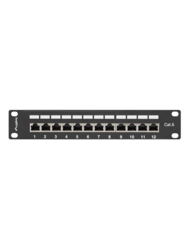 Patch panel ekranowany 12-portowy 10" 1U Kat.6 FTP czarny | Osprzęt sieciowy | ODEL.PL