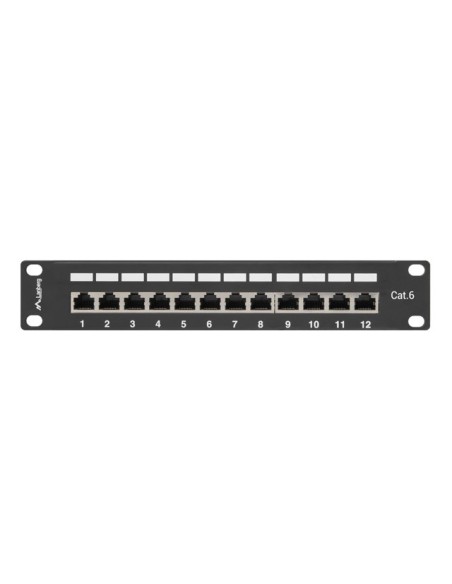 Patch panel ekranowany 12-portowy 10" 1U Kat.6 FTP czarny | Osprzęt sieciowy | ODEL.PL