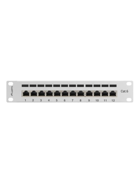 Patch panel ekranowany 12-portowy 10" 1U Kat.6 FTP szary | Osprzęt sieciowy | ODEL.PL