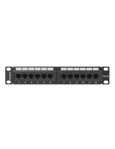 Patch panel 12-portowy 10" 1U Kat.5e UTP czarny | Osprzęt sieciowy | ODEL.PL