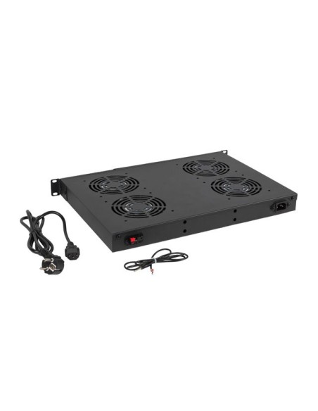 Panel wentylacyjny 1U do szaf RACK 19" z termostatem LCD | Akcesoria do szaf RACK | ODEL.PL