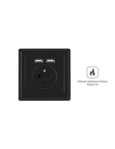 Gniazdo podtynkowe 230V z 2x USB 2.1A francuskie czarne | Osprzęt elektryczny | ODEL.PL