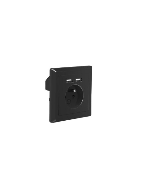 Gniazdo podtynkowe 230V z 2x USB 2.1A francuskie czarne | Osprzęt elektryczny | ODEL.PL