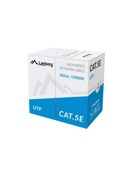 Kabel sieciowy LAN UTP Kat.5e, 305 m, drut, CU, szary, CPR (testowany Fluke)