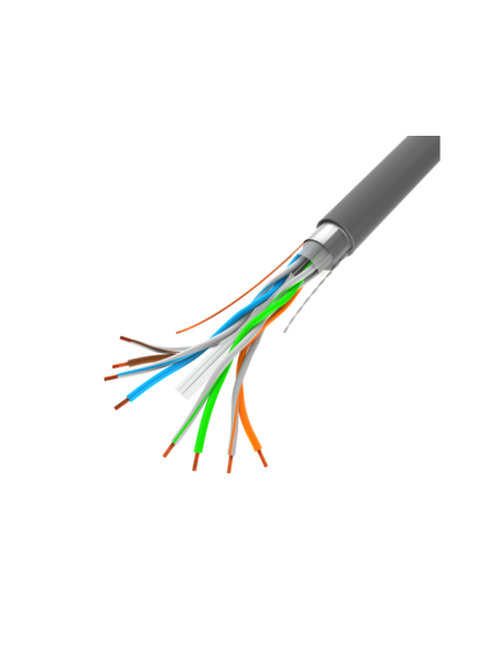 Kabel sieciowy LAN FTP Kat.6, 305 m, drut, CU, szary, CPR (testowany Fluke)
