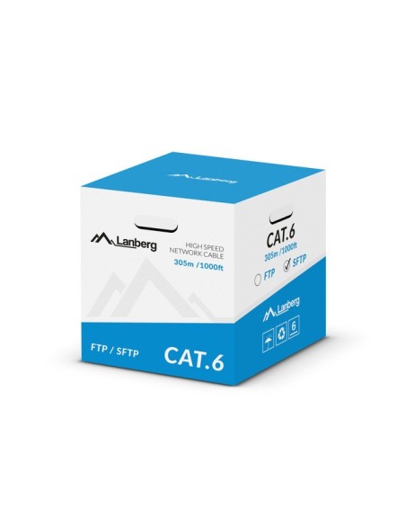 Kabel sieciowy LAN S/FTP Kat.6, 305 m, drut, CU, szary, CPR (testowany Fluke)