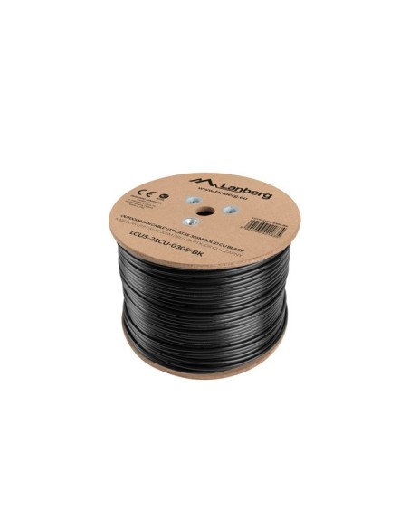 Kabel sieciowy LAN UTP Kat.5e, 305 m, drut, outdoor, CU, czarny (testowany Fluke)