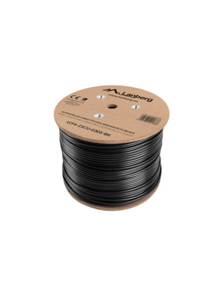 Kabel sieciowy LAN FTP Kat.6, 305 m, drut, outdoor, CU, czarny (testowany Fluke)