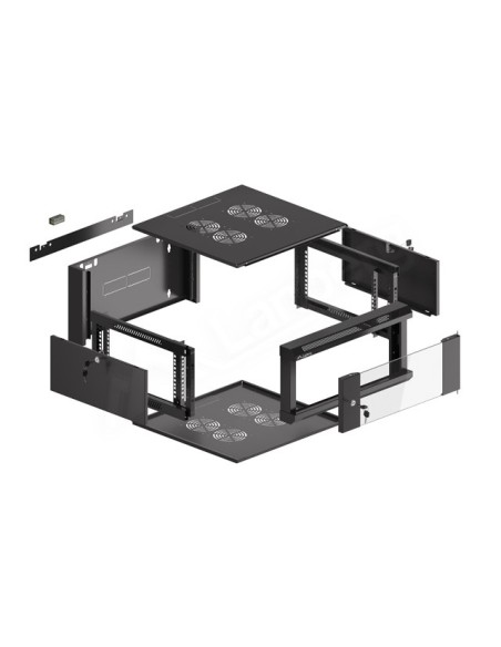 Szafa rackowa wisząca 19" 4U, 600 mm, szybki montaż, czarna (do samodzielnego montażu)