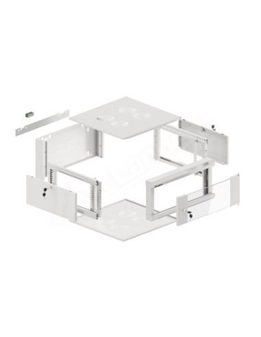 Szafa rackowa wisząca 19" 4U, 600 mm, szybki montaż, szara (do samodzielnego montażu)