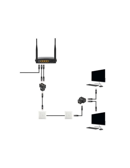 Adapter złączka sieciowa RJ45 do 2x RJ45 ekranowana | Osprzęt sieciowy | ODEL.PL