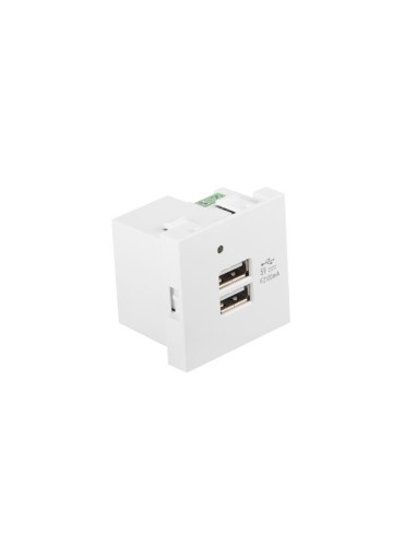 Gniazdo 45x45 230V z ładowarką 2x USB-A 2.1A białe | Osprzęt elektryczny | ODEL.PL