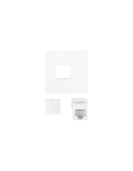 Gniazdo 45x45 RJ45 z modułem Keystone Kat.6 UTP białe | Osprzęt sieciowy | ODEL.PL