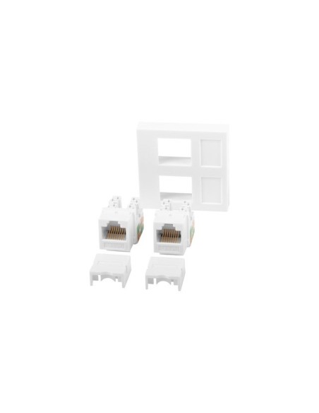 Gniazdo 45x45 2x RJ45 z modułem Keystone Kat.6 UTP białe | Osprzęt sieciowy | ODEL.PL