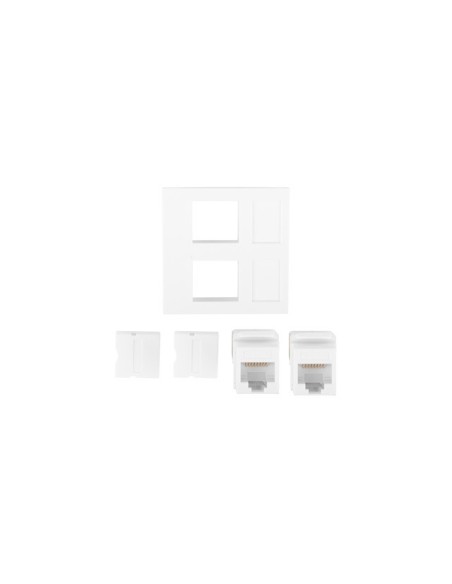 Gniazdo 45x45 2x RJ45 z modułem Keystone Kat.6 UTP białe | Osprzęt sieciowy | ODEL.PL