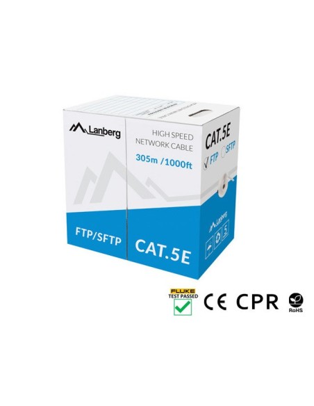 Kabel sieciowy LAN SFTP Kat.5e 305m drut CU szary | Kable sieciowe | ODEL.PL