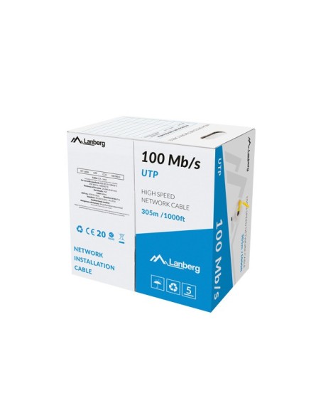 Kabel sieciowy LAN UTP 100Mb/s, 305 m, drut, CCA, żółty | Kable sieciowe | ODEL.PL