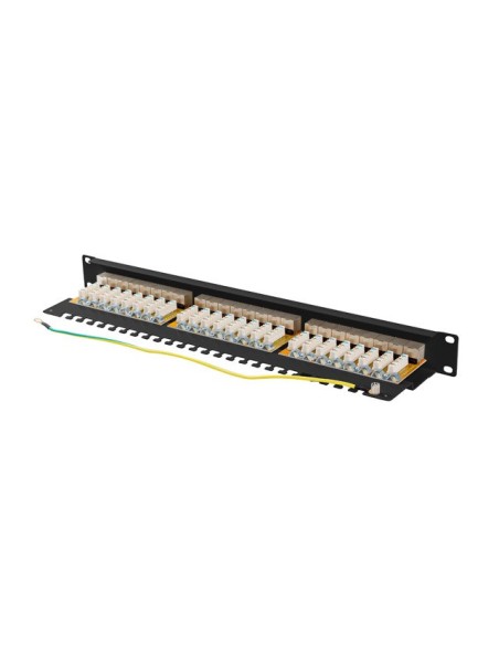 Patch panel 24-portowy 1U 19" Kat.6A FTP, ekranowany, z organizerem kablowym, czarny | Osprzęt sieciowy | ODEL.PL