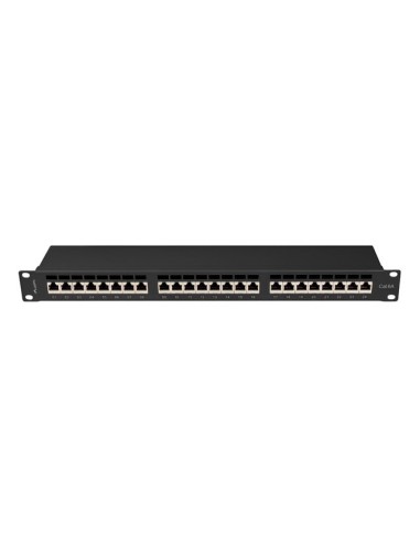 Patch panel 24-portowy 1U 19" Kat.6A FTP, ekranowany, z organizerem kablowym, czarny | Osprzęt sieciowy | ODEL.PL
