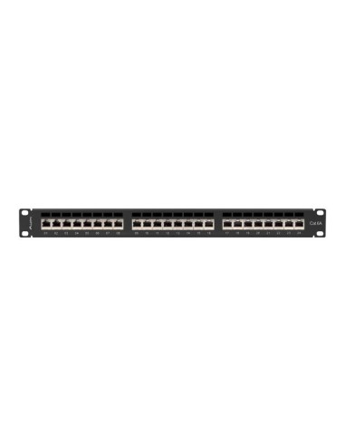 Patch panel 24-portowy 1U 19" Kat.6A FTP, ekranowany, z organizerem kablowym, czarny | Osprzęt sieciowy | ODEL.PL