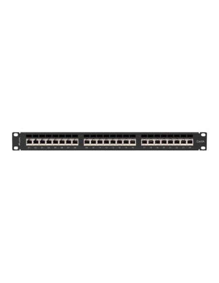 Patch panel 24-portowy 1U 19" Kat.6A FTP, ekranowany, z organizerem kablowym, czarny | Osprzęt sieciowy | ODEL.PL