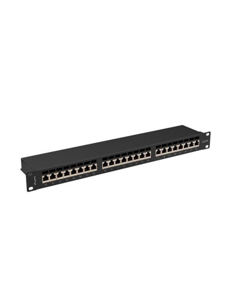 Patch panel 24-portowy 1U 19" Kat.6A FTP, ekranowany, z organizerem kablowym, czarny | Osprzęt sieciowy | ODEL.PL