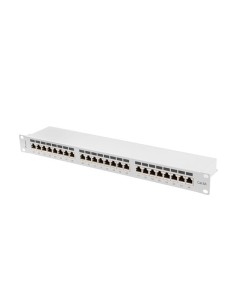 Patch panel 24-portowy 1U 19" Kat.6A FTP, ekranowany, z organizerem kablowym, szary | Osprzęt sieciowy | ODEL.PL