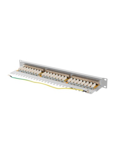 Patch panel 24-portowy 1U 19" Kat.6A FTP, ekranowany, z organizerem kablowym, szary | Osprzęt sieciowy | ODEL.PL
