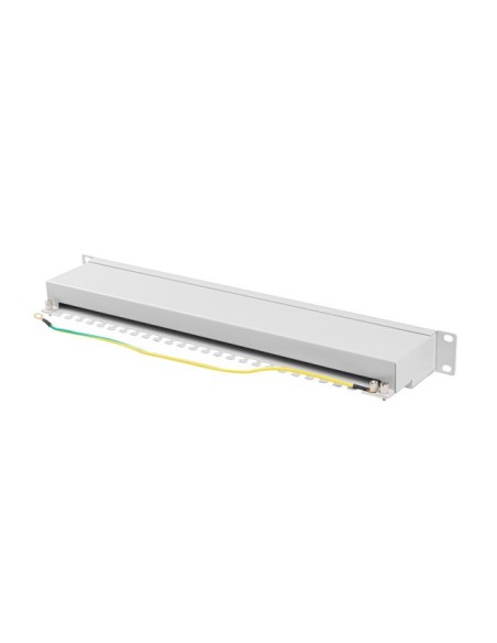 Patch panel 24-portowy 1U 19" Kat.6A FTP, ekranowany, z organizerem kablowym, szary | Osprzęt sieciowy | ODEL.PL
