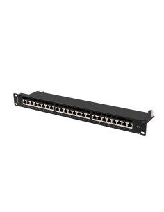 Patch panel 24-portowy 1U 19" Kat.7 FTP, ekranowany, z organizerem kablowym, czarny | Osprzęt sieciowy | ODEL.PL