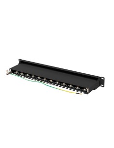 Patch panel 24-portowy 1U 19" Kat.7 FTP, ekranowany, z organizerem kablowym, czarny | Osprzęt sieciowy | ODEL.PL 2