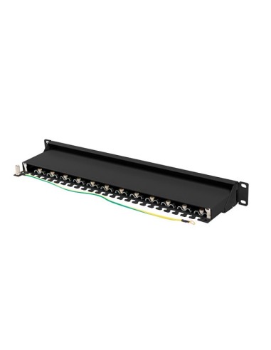 Patch panel 24-portowy 1U 19" Kat.7 FTP, ekranowany, z organizerem kablowym, czarny | Osprzęt sieciowy | ODEL.PL