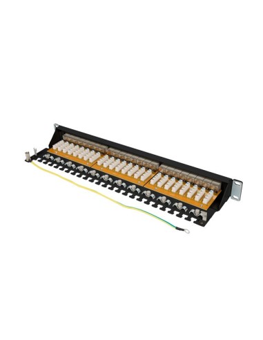 Patch panel 24-portowy 1U 19" Kat.7 FTP, ekranowany, z organizerem kablowym, czarny | Osprzęt sieciowy | ODEL.PL