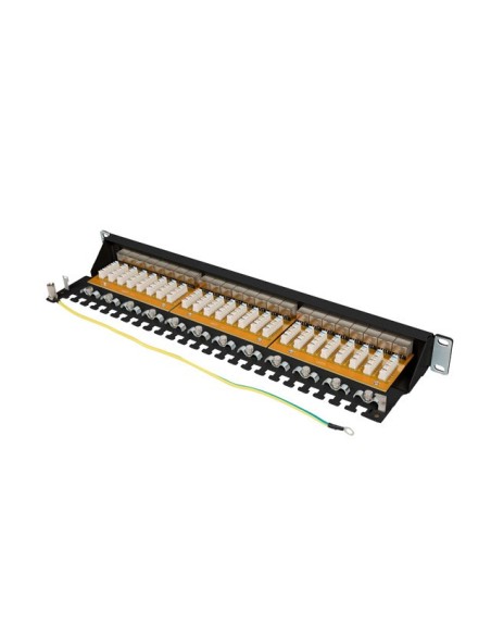 Patch panel 24-portowy 1U 19" Kat.7 FTP, ekranowany, z organizerem kablowym, czarny | Osprzęt sieciowy | ODEL.PL