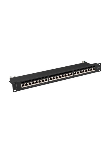 Patch panel 24-portowy 1U 19" Kat.7 FTP, ekranowany, z organizerem kablowym, czarny | Osprzęt sieciowy | ODEL.PL