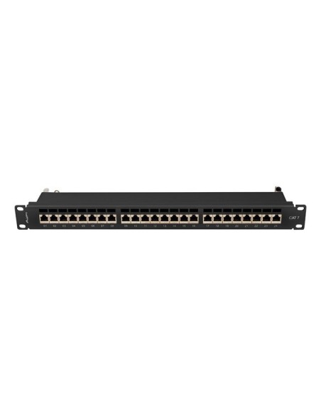 Patch panel 24-portowy 1U 19" Kat.7 FTP, ekranowany, z organizerem kablowym, czarny | Osprzęt sieciowy | ODEL.PL