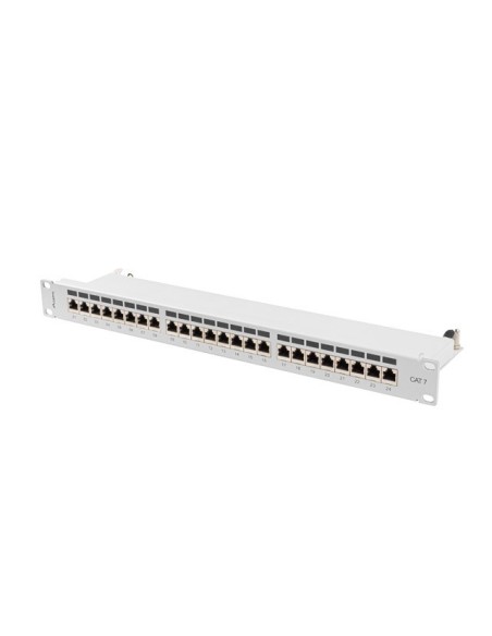 Patch panel 24-portowy 1U 19" Kat.7 FTP, ekranowany, z organizerem kablowym, szary | Osprzęt sieciowy | ODEL.PL