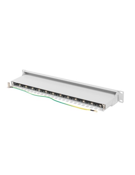 Patch panel 24-portowy 1U 19" Kat.7 FTP, ekranowany, z organizerem kablowym, szary | Osprzęt sieciowy | ODEL.PL