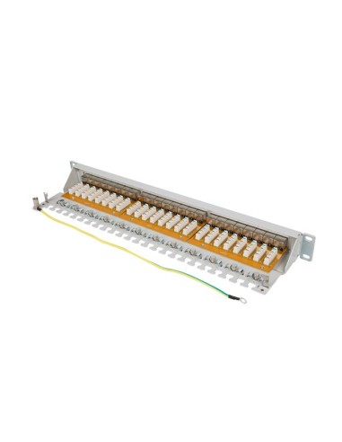 Patch panel 24-portowy 1U 19" Kat.7 FTP, ekranowany, z organizerem kablowym, szary | Osprzęt sieciowy | ODEL.PL