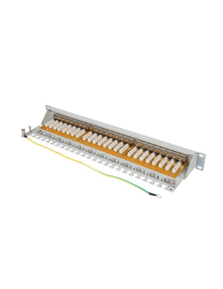 Patch panel 24-portowy 1U 19" Kat.7 FTP, ekranowany, z organizerem kablowym, szary | Osprzęt sieciowy | ODEL.PL