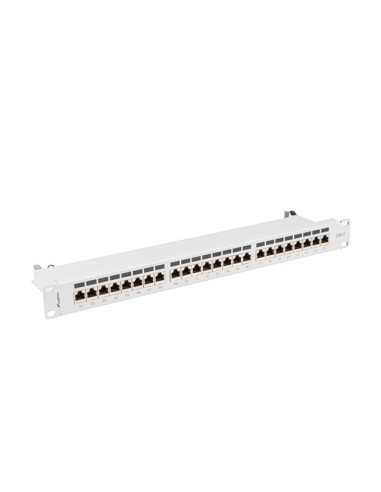 Patch panel 24-portowy 1U 19" Kat.7 FTP, ekranowany, z organizerem kablowym, szary | Osprzęt sieciowy | ODEL.PL
